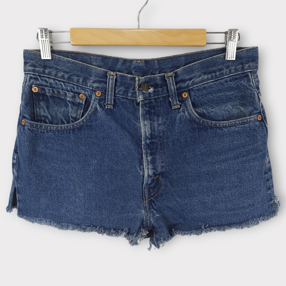 Vintage 70s/80s Levis 517 Jean Denim Cutoff Shorts Dark Wash High Rise 31